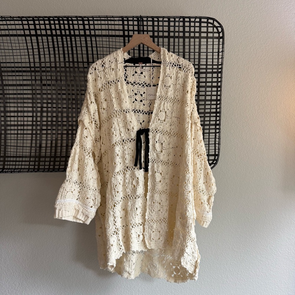 HOST PICK: Free People Ivory Crochet Duster Cardigan - Picture 3 of 11